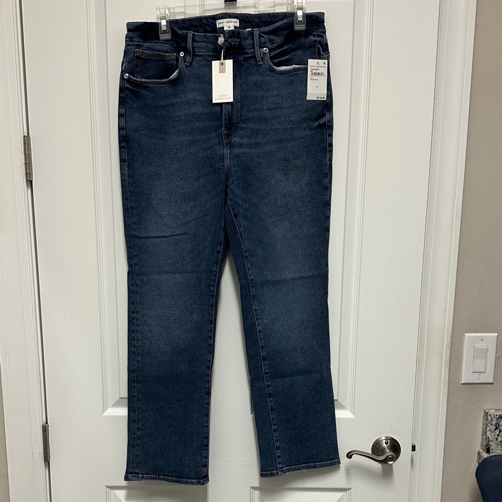 Good American Dark Blue Straight Leg Jeans